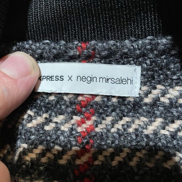 Express x Negin Mirsalehi Jacket Plaid Wool Blend Tweed Bomber Womens Size Small - Picture 3 of 7